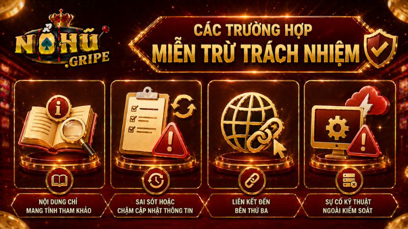 Quy định về các trường hợp Nohu.gripe được miễn trừ trách nhiệm